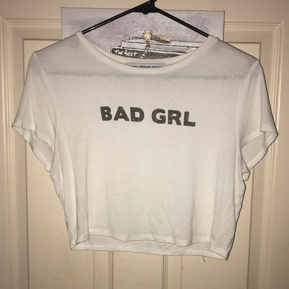 Bacon Lettuce Tomato Size Large White “Bad Grl” Crop Top